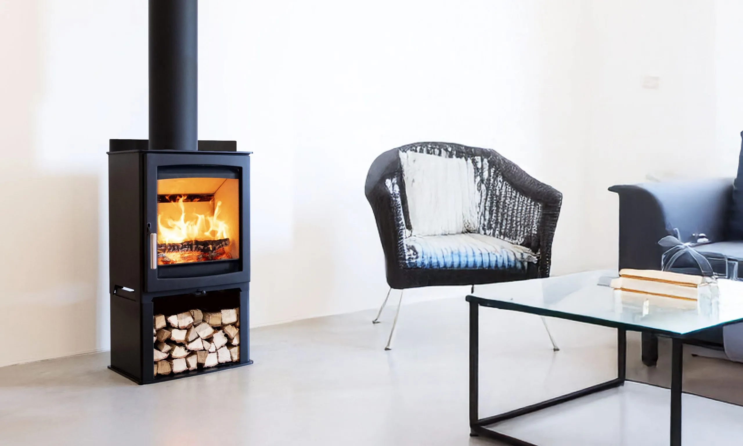 Parkray Aspect 5 Eco wood heater on a concrete floor